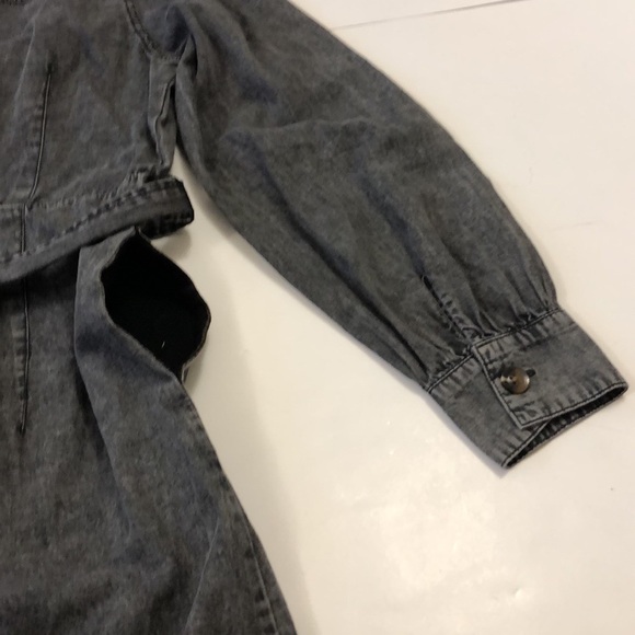 Who What Wear M Dress Grey Denim long sleeve Wrap strap zipper pockets Excellent - Picture 15 of 15